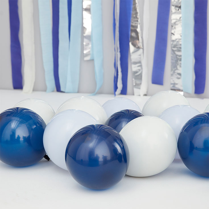 40 Mini Ballons Navy, Blau & Grau