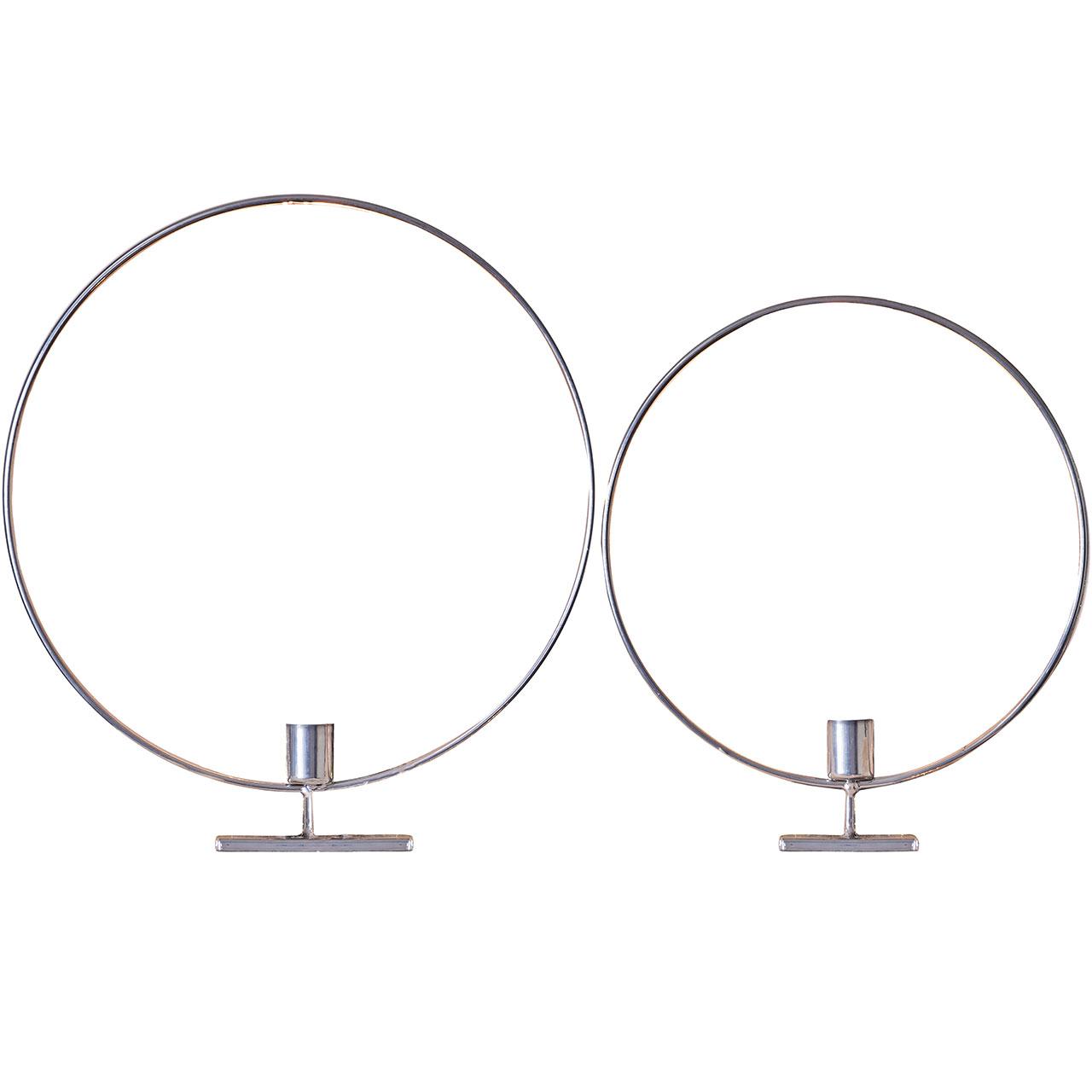 Candle Holders - Circular Silver