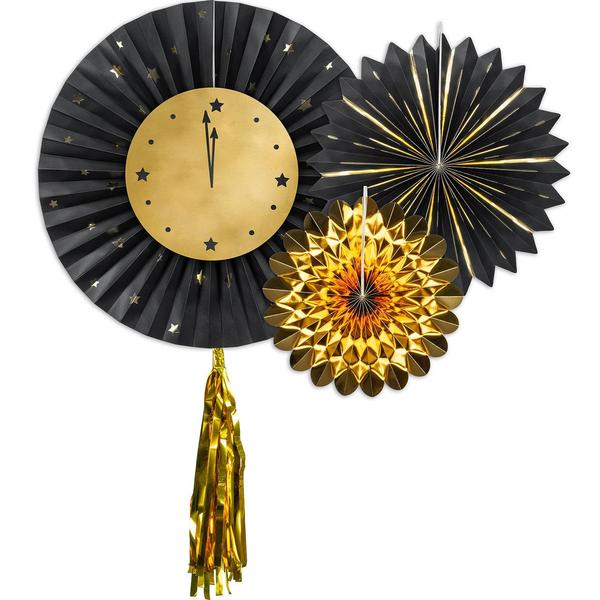Rosettenset - Schwarze & Goldene Uhr