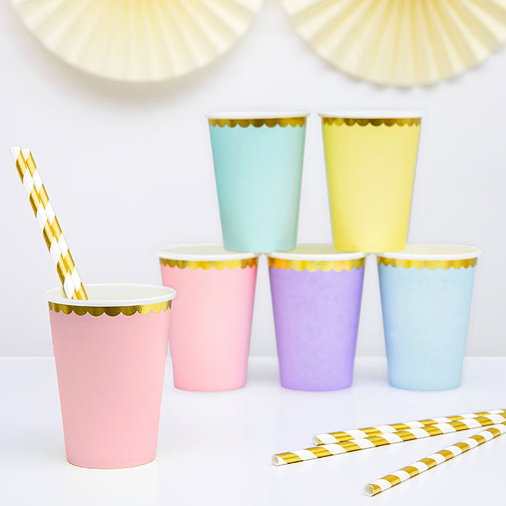 6 Pastel Pink Cups