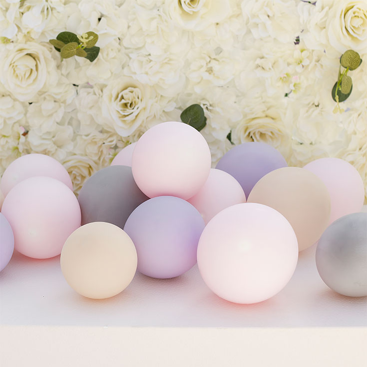 40 Mini Ballons Pink, Grau, Nude & Lila