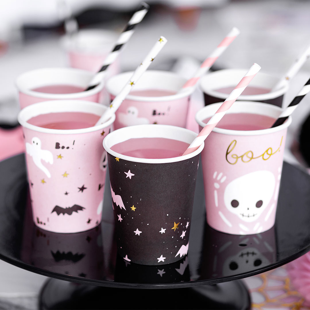 6 Pink Halloween Cups