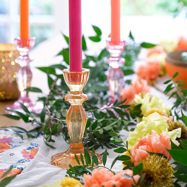 Kerzenständer - oranges Glas
