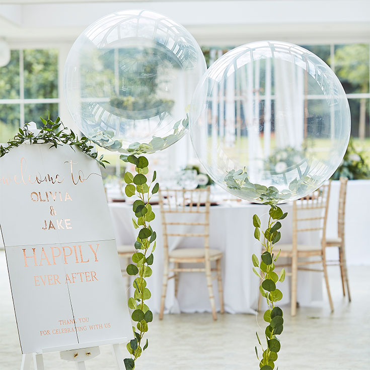 Clear Orb Balloon with Vine Foliage
