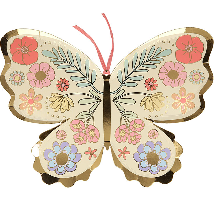 8 Floral Butterfly Plates