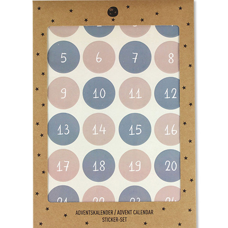 Advent Calendar Number Stickers - Pastel Pink & Blue