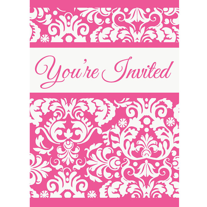 Invitations - Pink Damask 