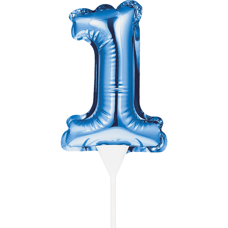Blue Self Inflating "1" Balloon Cake Topper 