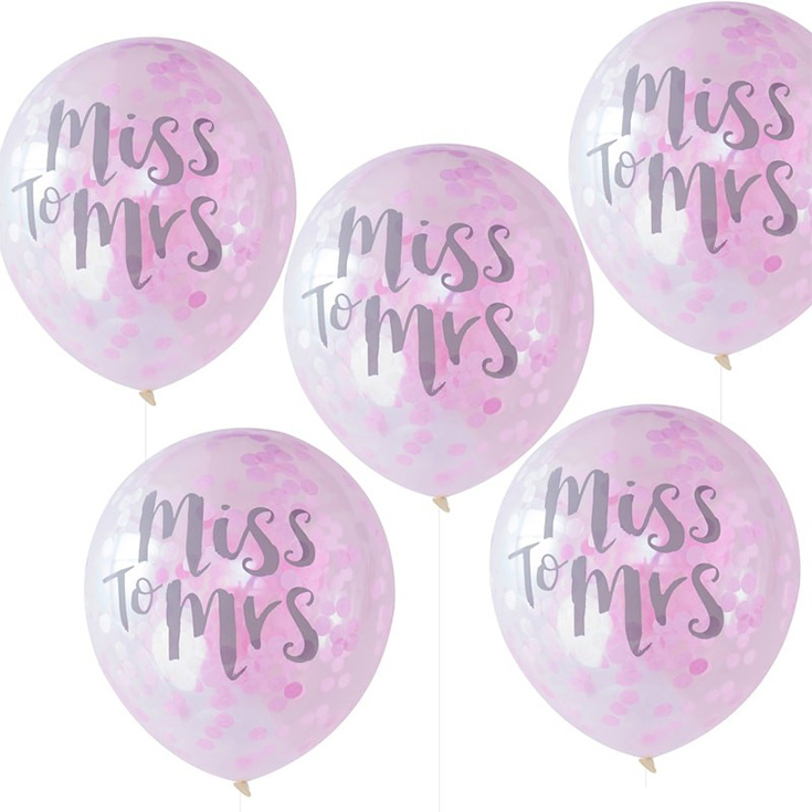 5 Miss to Mrs Confetti Balloons