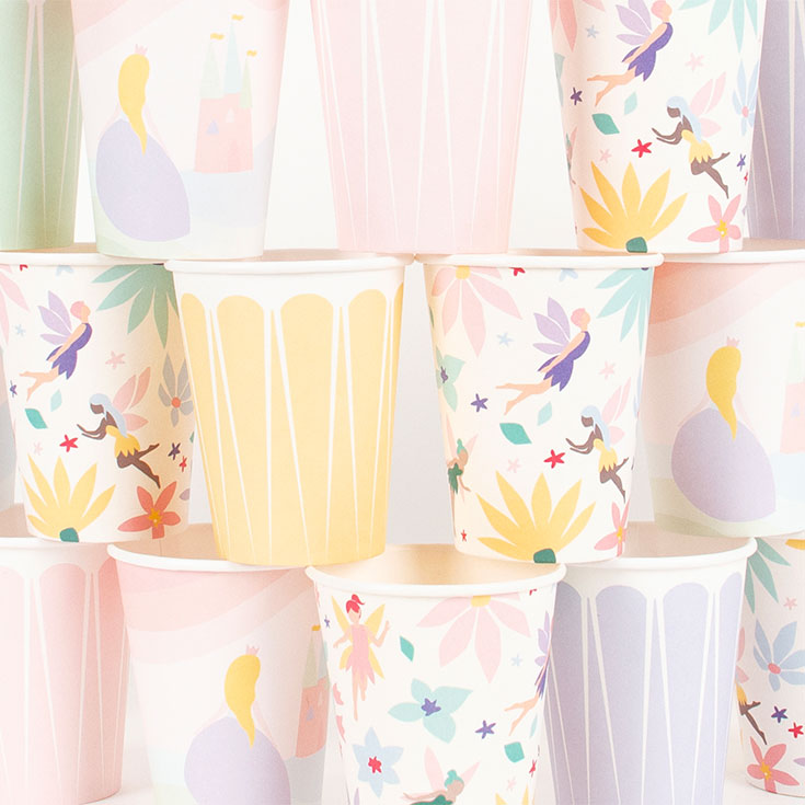 8 Pastel Fairies Cups
