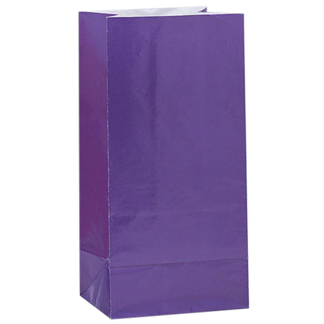 12 Purple Paper Party Bags