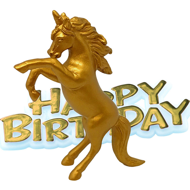Gold Unicorn & Happy Birthday Topper