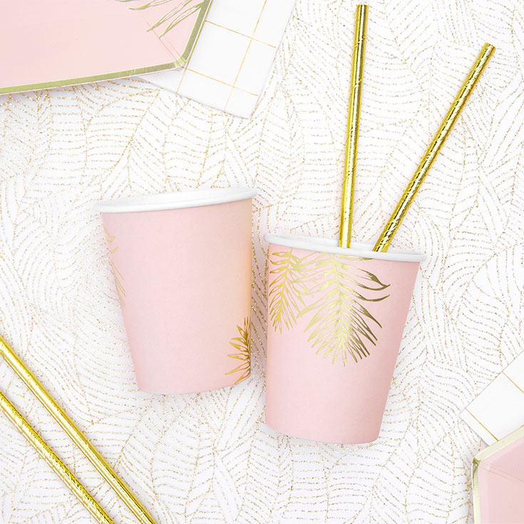 6 Pink Tropical Cups