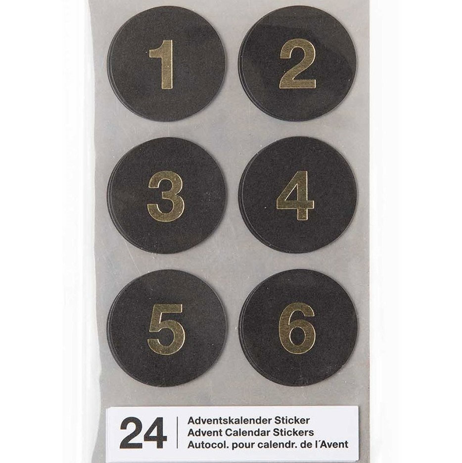 Advent Calendar Number Stickers - Black & Gold