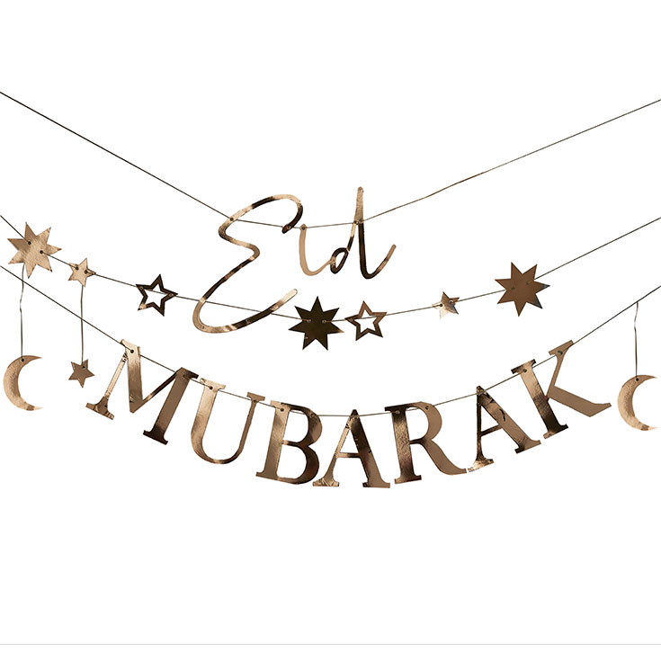 Goldener Mond & Sterne Eid Mubarak Banner Set