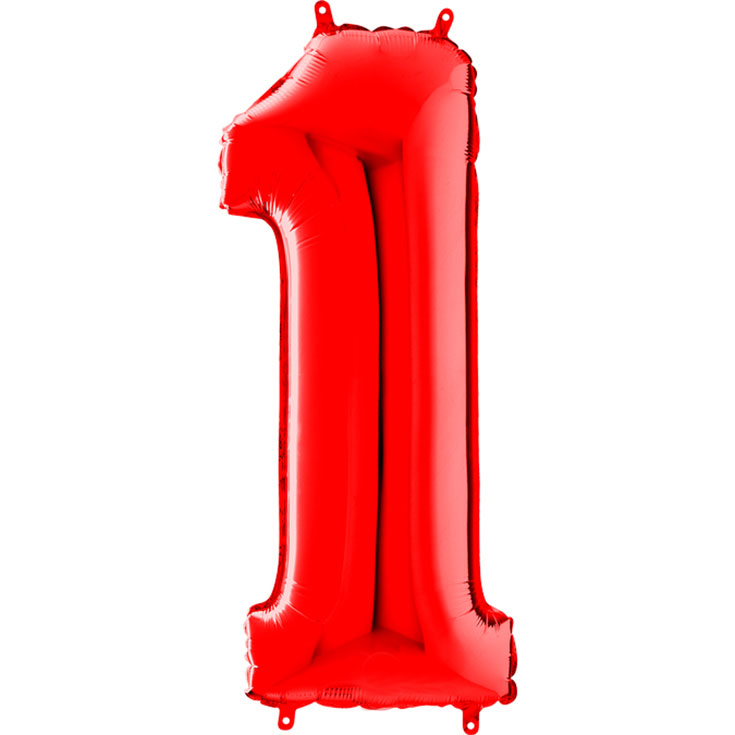 Zahlen-Folienballon 1 - Rot - 100cm
