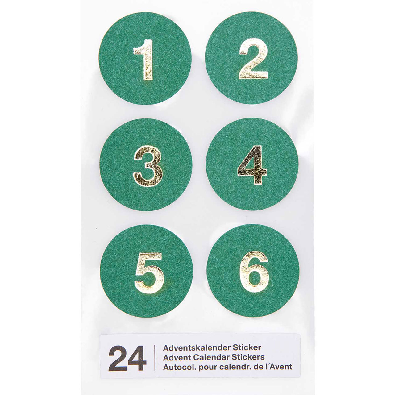 Adventkalender Zahlensticker - Grün & Gold