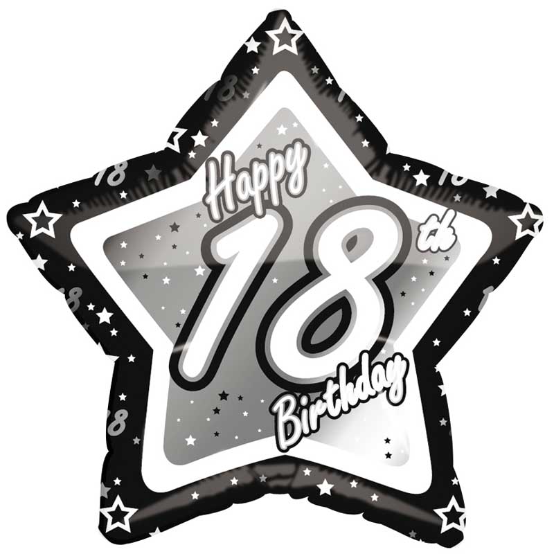 Black & Silver Foil Balloon - 18. Birthday