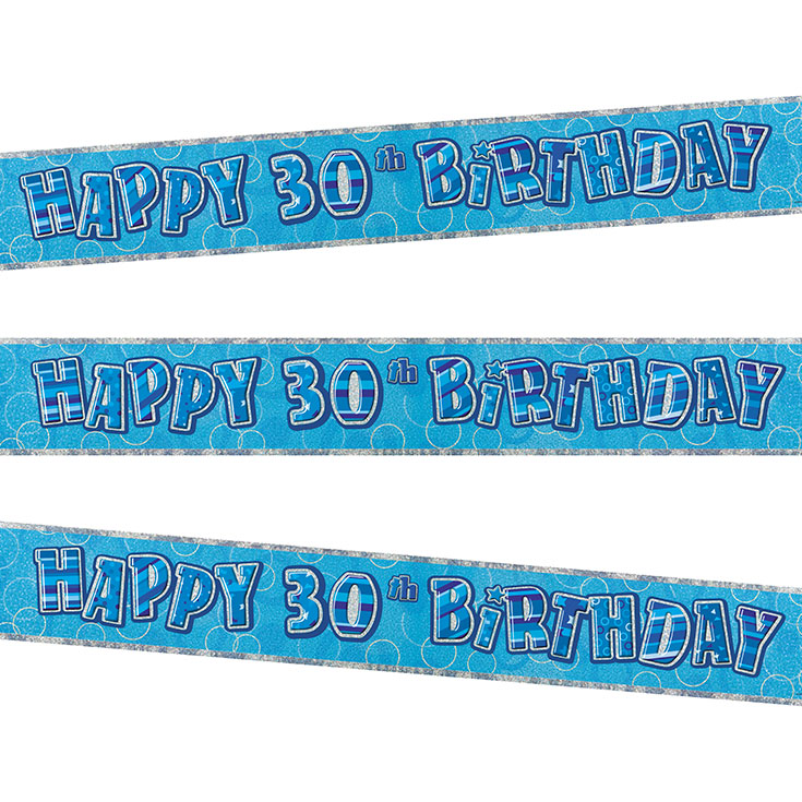 Blue Glitz 'Happy 30th Birthday' Foil Banner