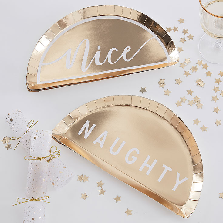 8 "Naughty or Nice" Gold Plates