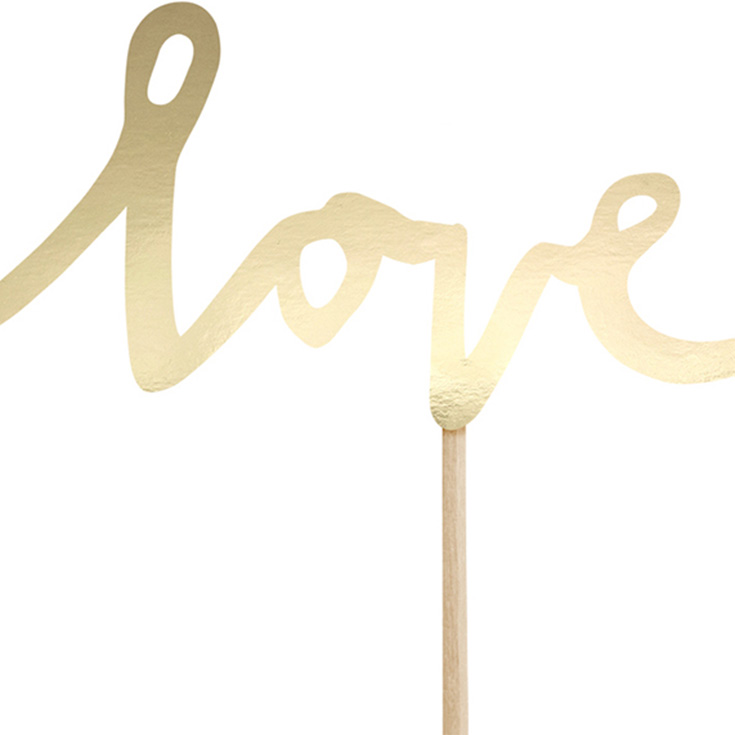 6 Gold "Love, Sweet, Yum" Cupcake Toppers