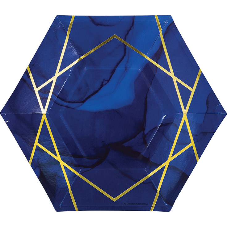 8 Teller Blue & Gold Geometric