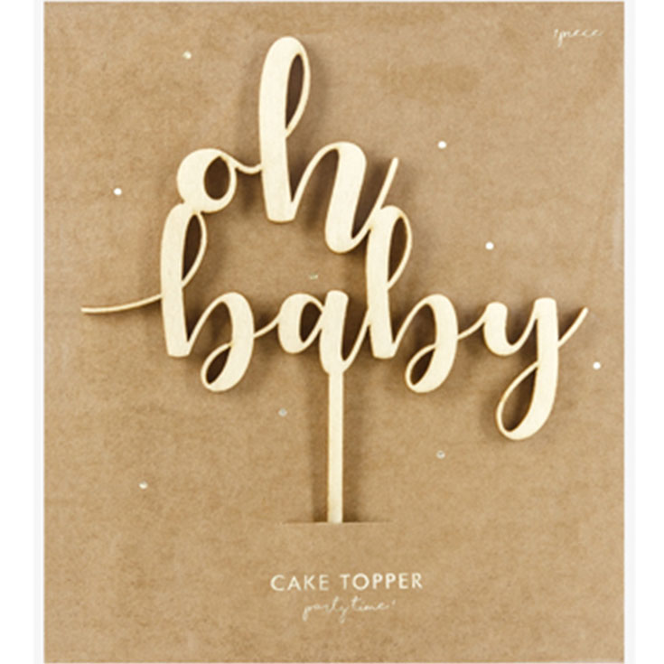 Wooden "Oh Baby" Cake Topper