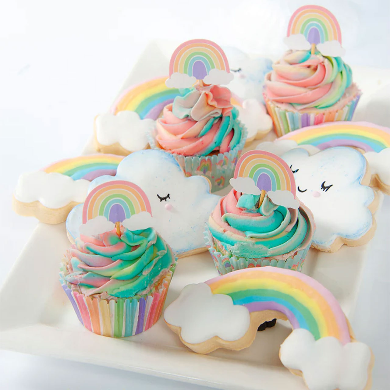 Cupcake Topper - Pastel Regenbogen