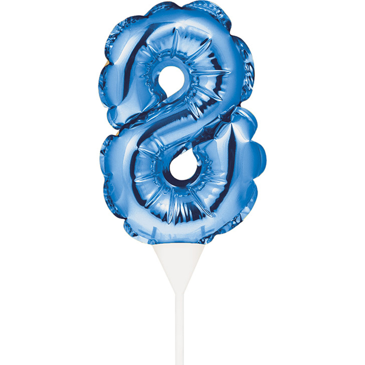 Blue Self Inflating "8" Balloon Cake Topper 
