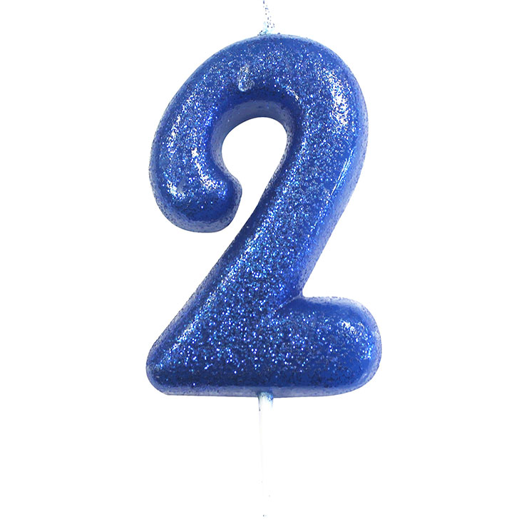 Number Candle 2 - Dark Blue Glitter