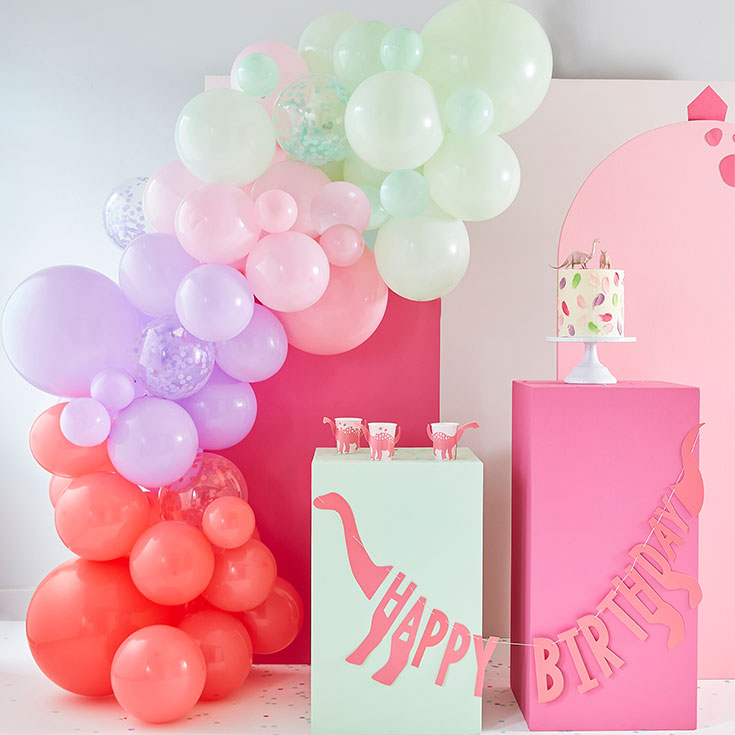 Pink, Lilac & Pastel Green Balloon Garland