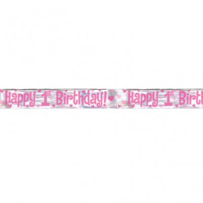 Pink 'Happy 1st Birthday' Banner