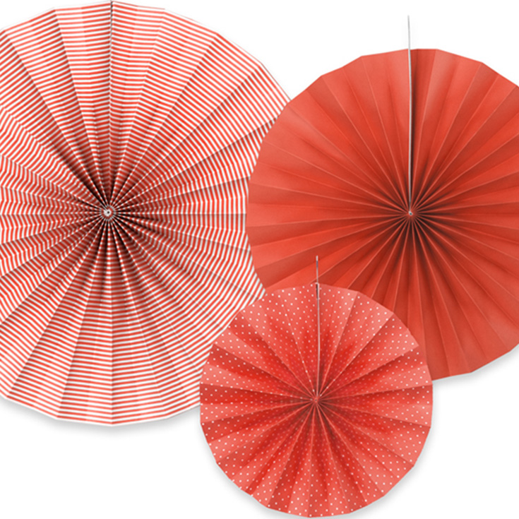 3 Assorted Red Fans