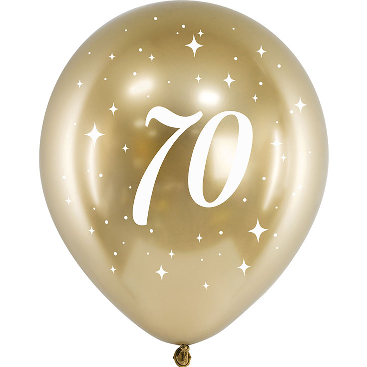 5 Gold "70" Balloons