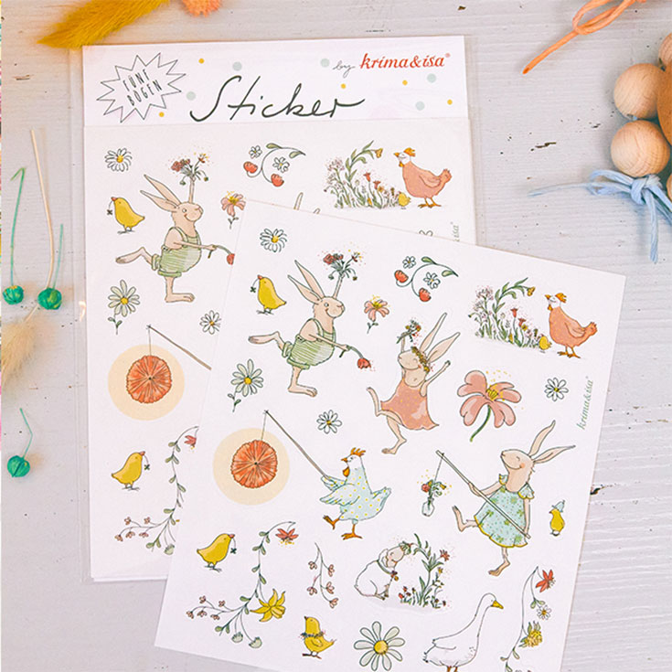 5 Springtime Bunny Sticker Sheets