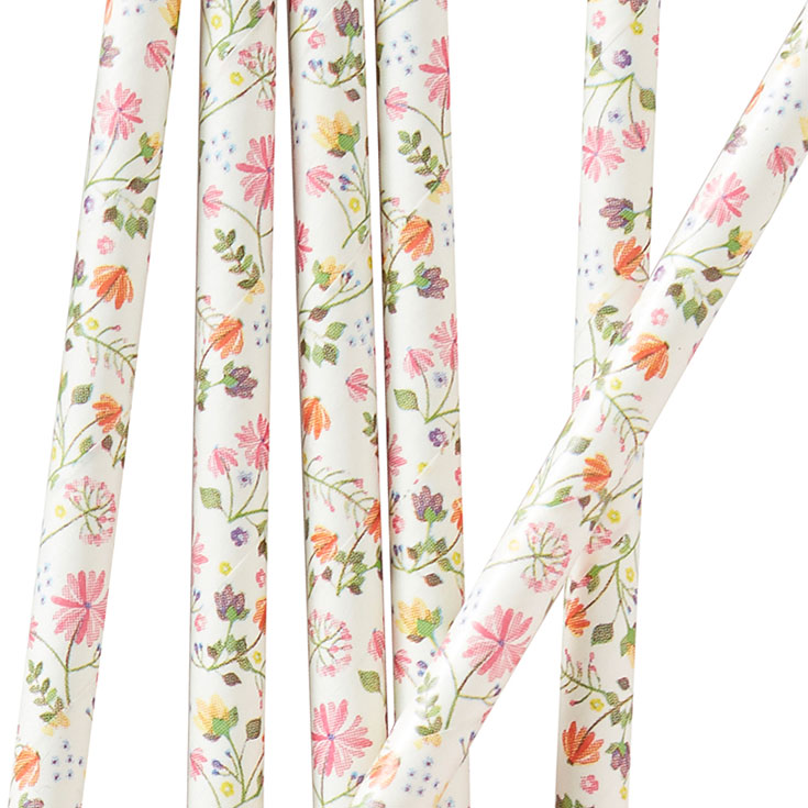 25 Ditsy Floral Drinking Straws