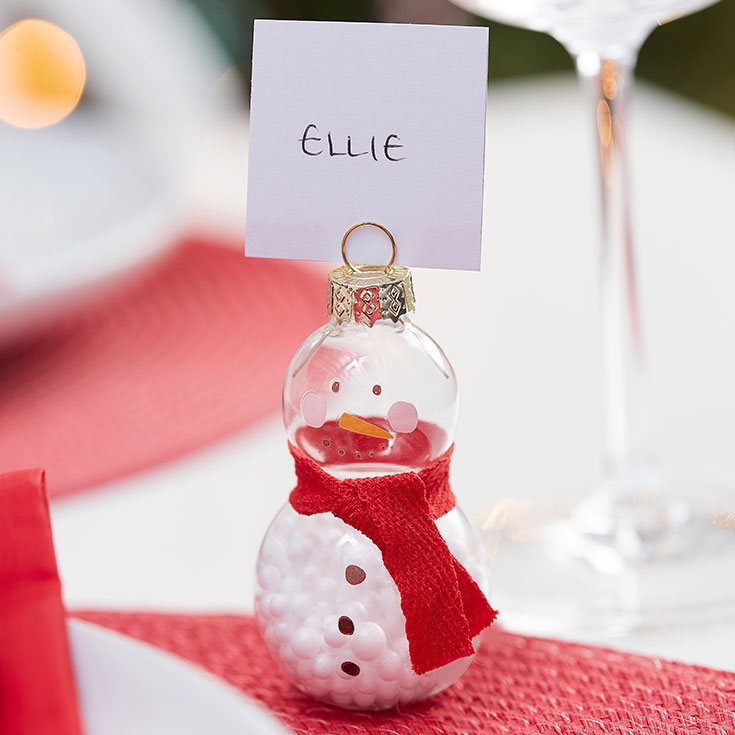 5 Glass Snowman Place Card Holders