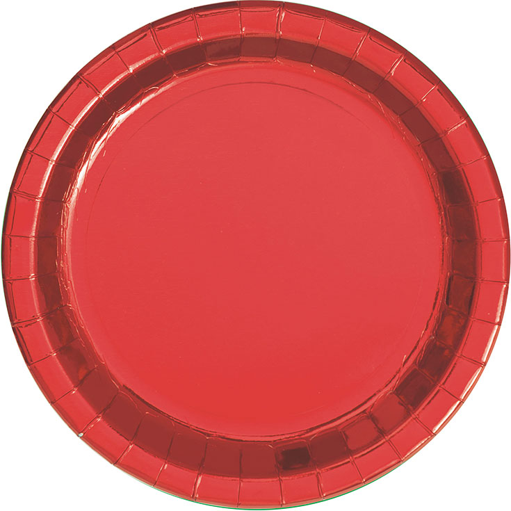 8 große rotfolierte Teller