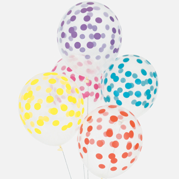 5 Multicoloured Confetti Balloons