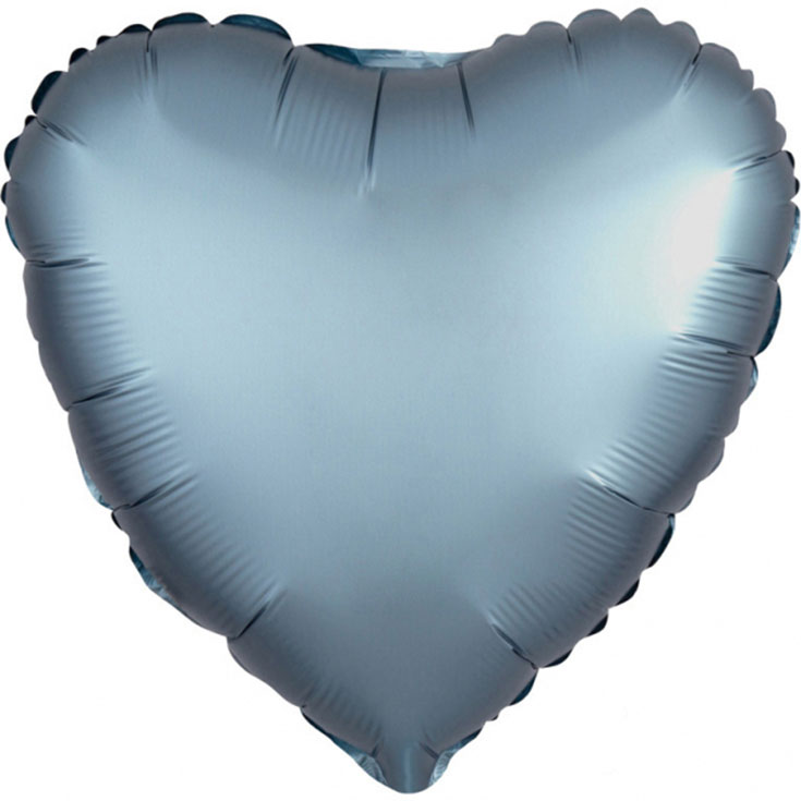 Blue Steel Heart Satin Foil Balloon