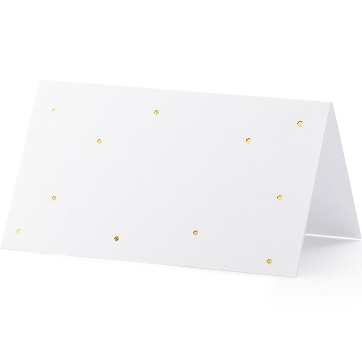 10 White & Gold Dots Place Cards