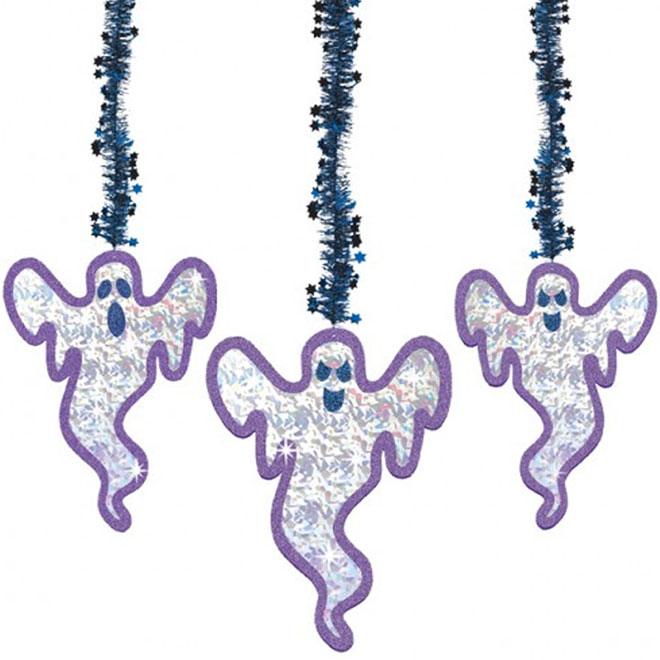 3 Hanging Glitter Ghosts