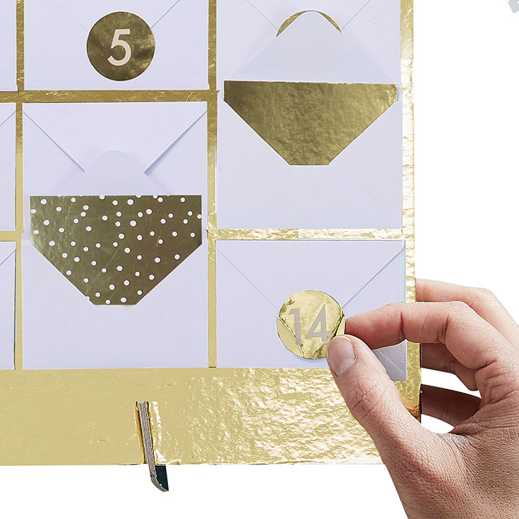 Goldener Adventkalender mit Kuverts 