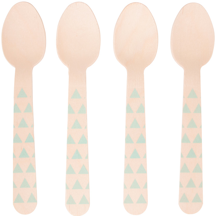 8 Aqua Wooden Spoons