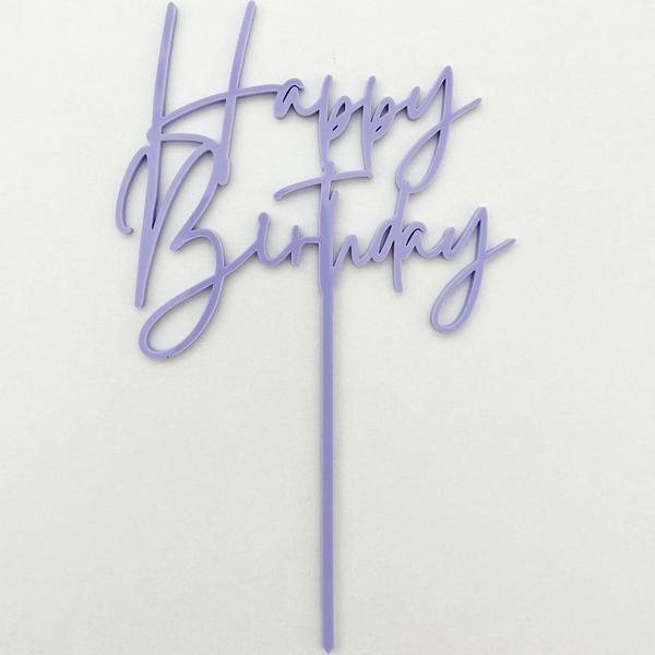 Cake Topper - Lilac Acrylic "Happy Birthday"