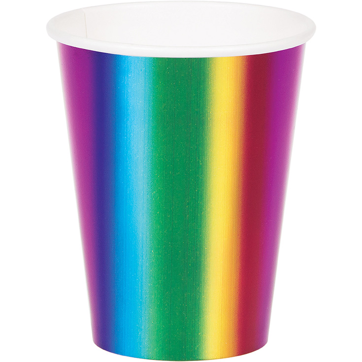 8 Rainbow Foil Cups