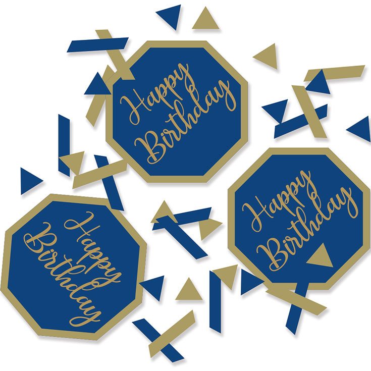 Blue & Gold "Happy Birthday" Confetti