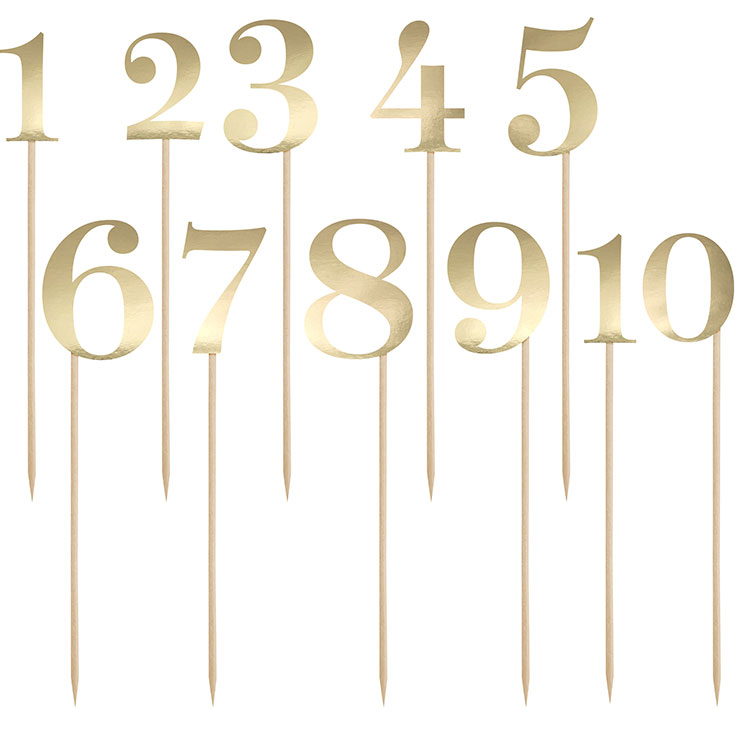 Goldenes Tischnummern Set 0-9