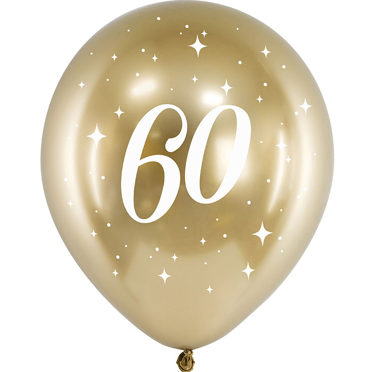 5 Gold "60" Balloons