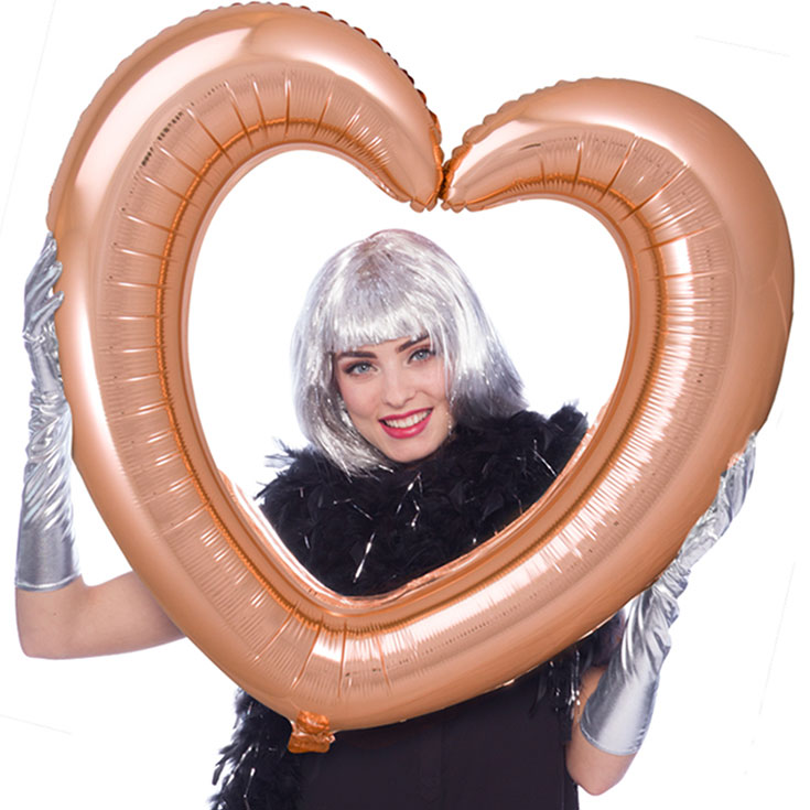 Folienballon - Roségold Rahmen Herz